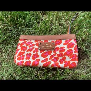 Kate Spade wristlet orange and pink leopard